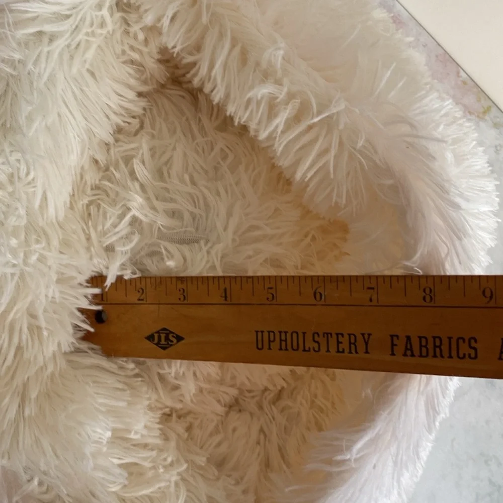 Small Hooded Pet Bed Cozy shaggy Cream Fluffy for small or dog cat off New